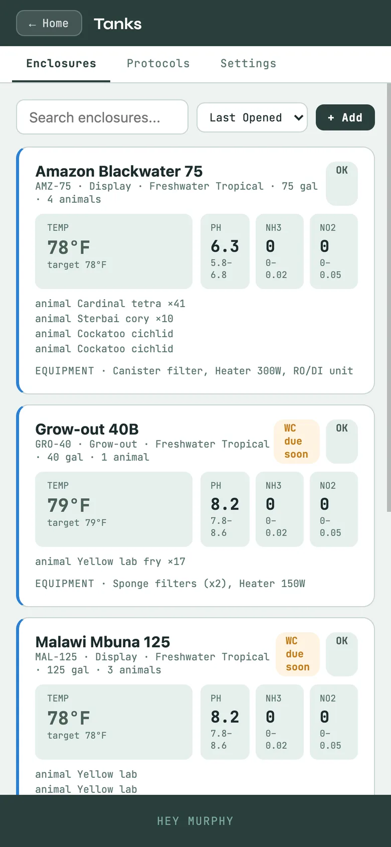 A tank card with targets, the equipment list and the livestock in it.